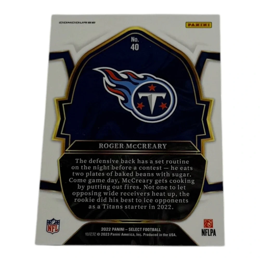 2022 Panini Select Roger McCreary Rookie Card #40 Concourse Tennessee Titans NFL